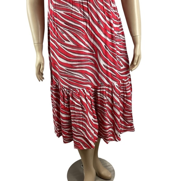 Michael Michael Kors Zebra Print Midi Dress Geranium Red Sleeveless XL - Picture 3 of 7